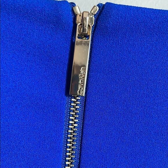 Calvin Klein Royal Blue Ruffle Sleeve Business Casual Dress - Picture 4 of 5